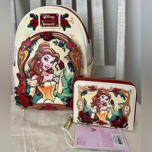 Loungefly Disney Beauty & Beast Exclusive Belle Floral Mini Backpack w/ Wallet